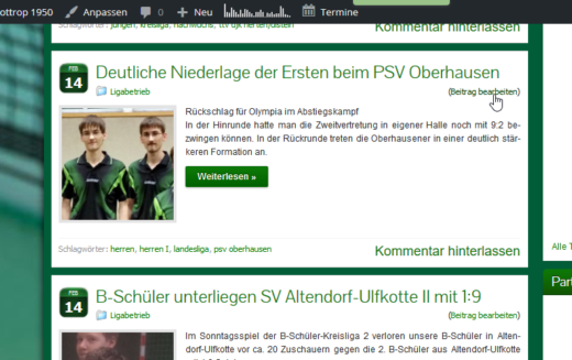 Bearbeiten: der Link auf der Startseite