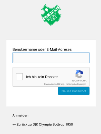 Passwort vergessen: neues Passwort anfordern