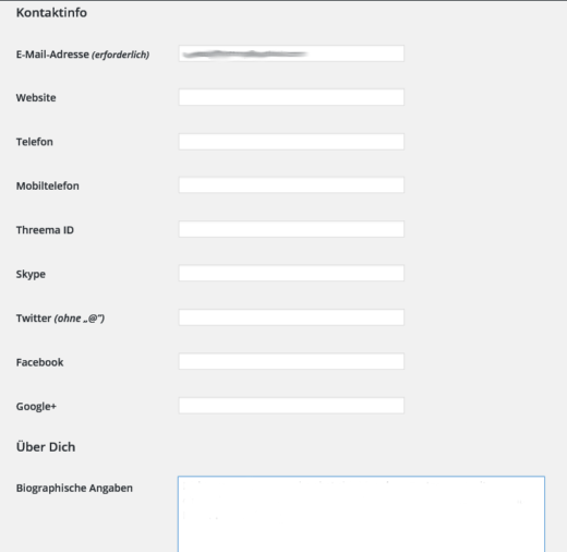 Profil: Kontaktdaten