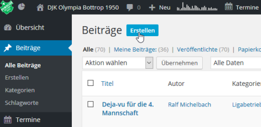 Verfassen: Neu Beitragsübersicht