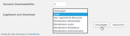 Downloads: Berechtigung setzen